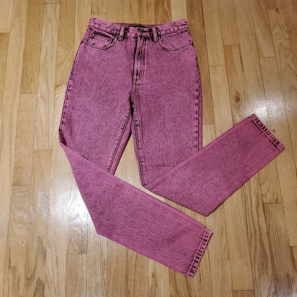 NWOT Mark Jacob Overdyed Washed High Rise Straight Pink Jeans Size 25